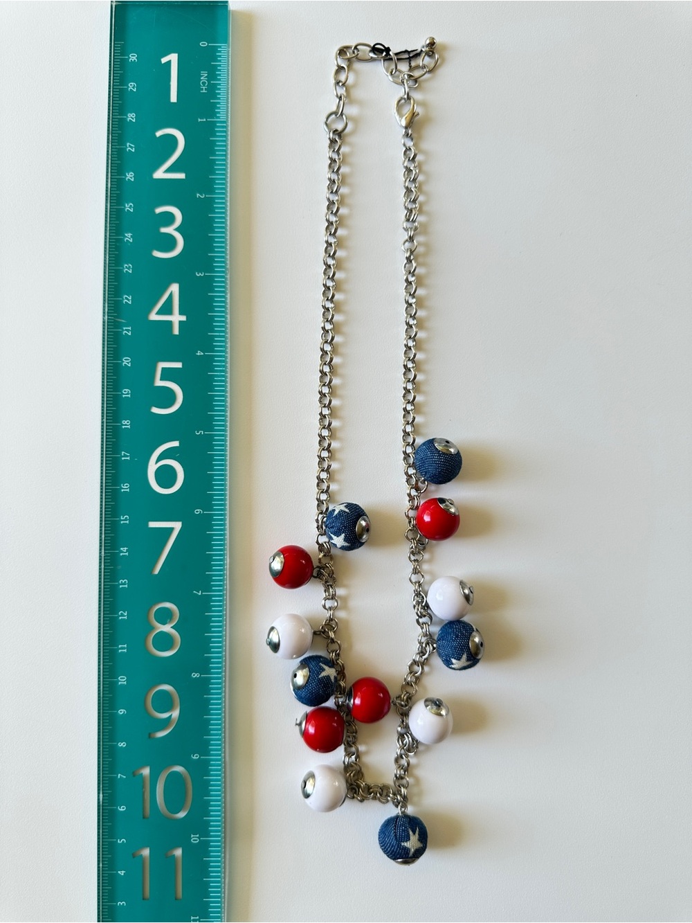 Patriotic Red White and Blue Beaded Statement Necklace - Picture 5 of 11